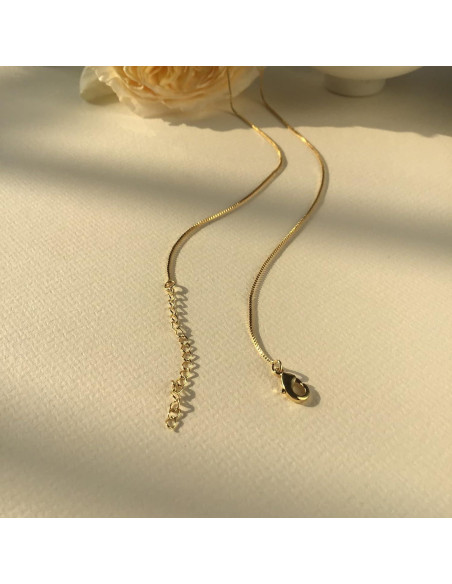 Collar Choker de Oro 18K Minimalista Cadena de Caja 40.64 cm