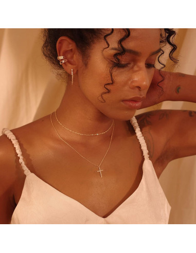 Collar Cruz Fettero 14K Chapado Oro Minimalista 48 cm