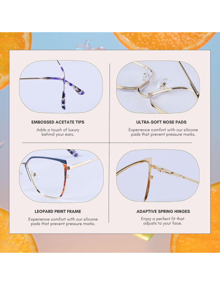 Gafas bloqueadoras de luz azul DOERAYMI para mujeres - Estilo leopardo