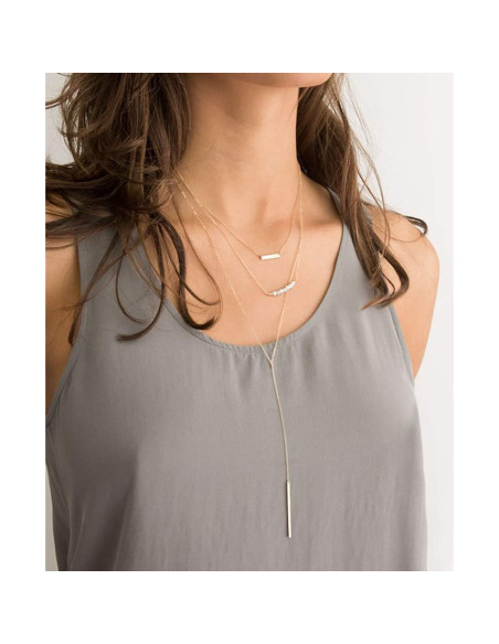 Collar Lariat Dainty Itianxi 18K Baño de Oro 48.26 cm