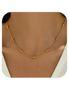 Collar de Cadena de Oro 18K con Cuentas de Turquesa NONAMOIS