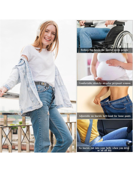 Cinturones Sin Hebilla Telooco 2 Piezas Ajustables Unisex