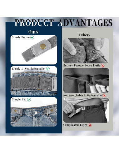 Cinturones Sin Hebilla Telooco 2 Piezas Ajustables Unisex