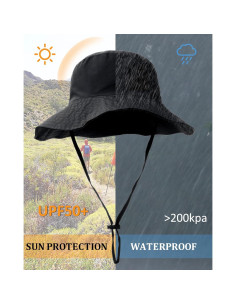 Sombrero de Cubo Plegable Impermeable UPF 50% Negro 2