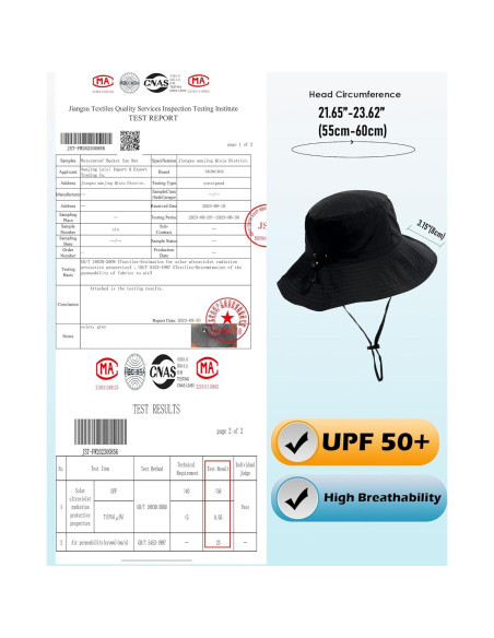 Sombrero de Cubo Plegable Impermeable UPF 50% Negro