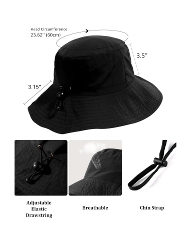 Sombrero de Cubo Plegable Impermeable UPF 50% Negro