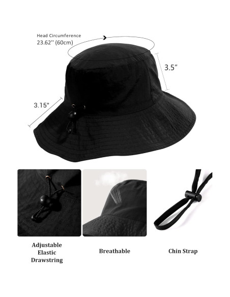 Sombrero de Cubo Plegable Impermeable UPF 50% Negro