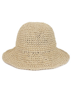 Sombrero de Paja de Ala Ancha para Mujeres Beige Plegable