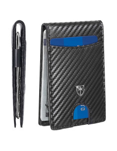 Billetera Slim Minimalista Tipmile de Cuero Negro con Bloqueo RFID