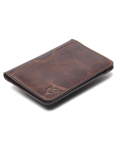 Billetera de cuero Foxhackle bifold delgada con bloqueo RFID
