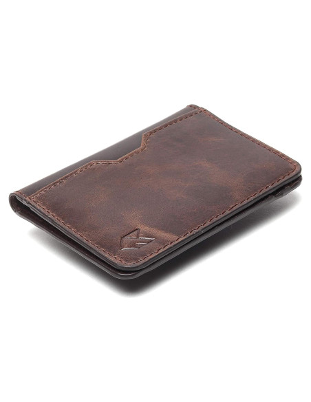 Billetera de cuero Foxhackle bifold delgada con bloqueo RFID