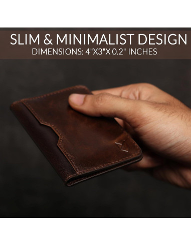 Billetera de cuero Foxhackle bifold delgada con bloqueo RFID