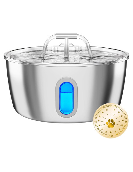 Fuente de Agua para Gatos Dianu Acero Inoxidable 3.2L Filtro