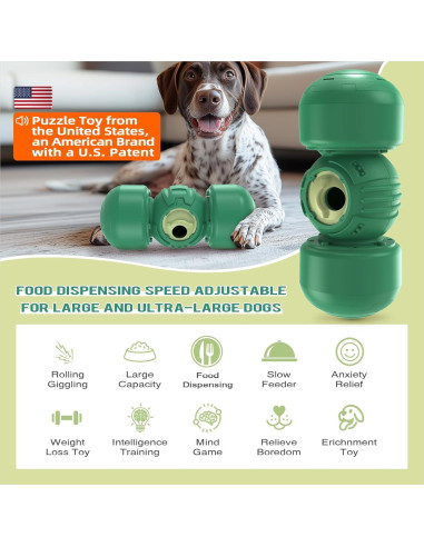 Dispensador de Golosinas para Perros KADTC Ajustable Verde