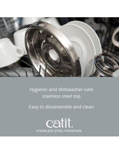 Fuente de Agua para Gatos Catit Fresh & Clear Acero Inoxidable 1.89L