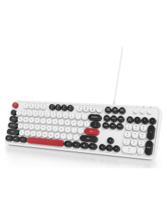 Teclado Retro Owpkeenthy USB Blanco Minimalista Completo