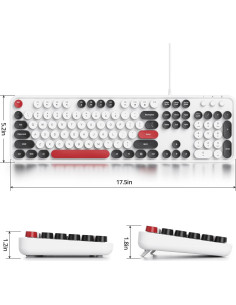 Teclado Retro Owpkeenthy USB Blanco Minimalista Completo 2