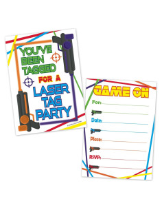 Invitaciones Fiesta Laser Tag Old Blue Door 20 Sobres