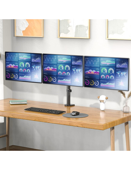 Soporte Triple para Monitor WALI M003S 13-27" Negro