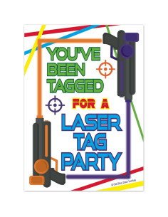 Invitaciones Fiesta Laser Tag Old Blue Door 20 Sobres 2