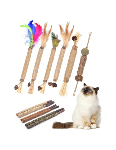 Palos de Masticar Silvervine TINDTOP para Gatos - Paquete de 12