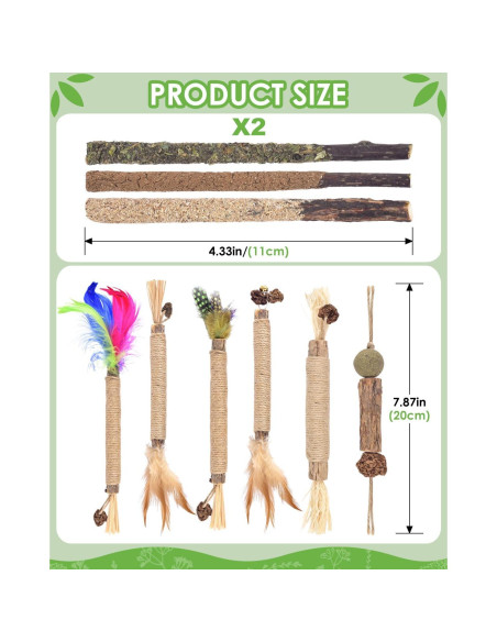 Palos de Masticar Silvervine TINDTOP para Gatos - Paquete de 12