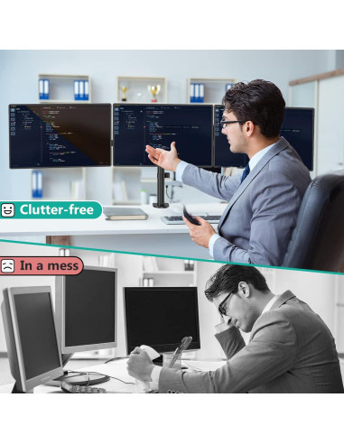 Soporte Triple para Monitor WALI M003S 13-27" Negro