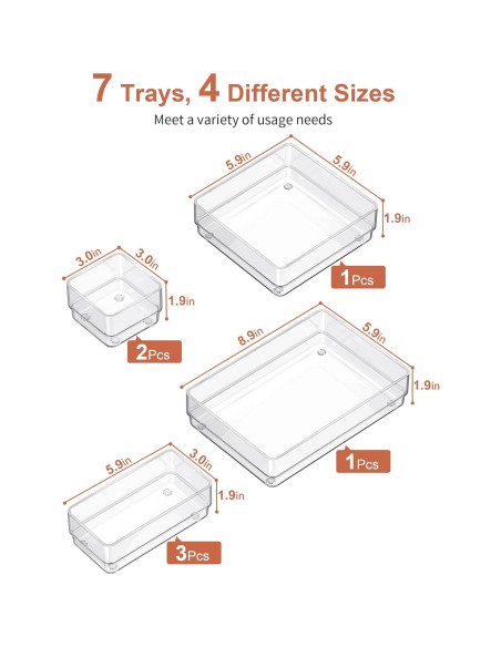 Organizador de Cajón SMARTAKE 7 Piezas Antideslizante