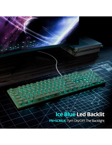 Teclado Retro de Máquina de Escribir FS SHOP 104 Teclas USB