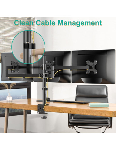 Soporte Triple para Monitor WALI M003S 13-27" Negro