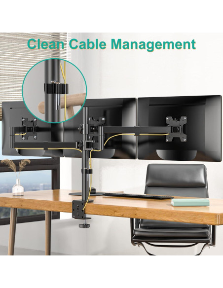Soporte Triple para Monitor WALI M003S 13-27" Negro