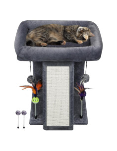 Torre para Gatos TWDEPART con Rascador y Juguetes, Gris