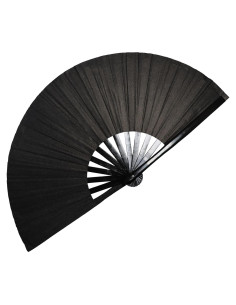 Abanico Plegable de Mano dmjuncong Negro 63cm para Fiesta