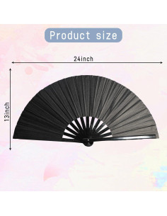 Abanico Plegable de Mano dmjuncong Negro 63cm para Fiesta 2
