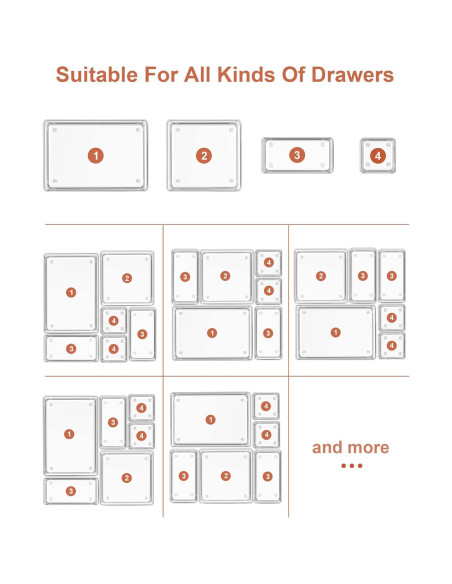 Organizador de Cajón SMARTAKE 7 Piezas Antideslizante