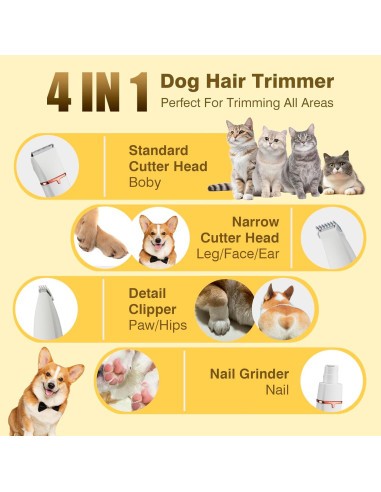 Kit Cortapelos para Perros Petium 4 en 1 Inalámbrico Recargable