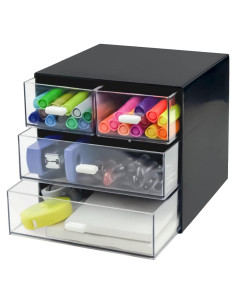 Organizador de Escritorio Zuiaso Negro 4 Cajones Plástico