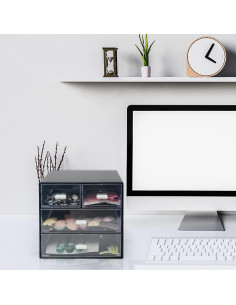 Organizador de Escritorio Zuiaso Negro 4 Cajones Plástico 2