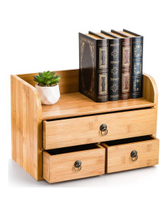 Organizador de Escritorio de Bambú Nicunom 3 Niveles con Cajones