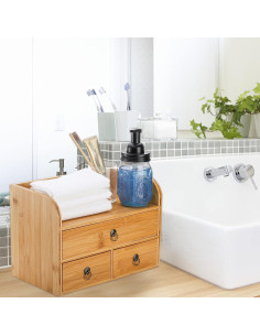 Organizador de Escritorio de Bambú Nicunom 3 Niveles con Cajones 2