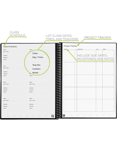 Planificador Académico Reutilizable Rocketbook Verde 21.6x27.9 cm
