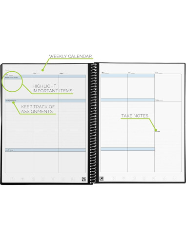 Planificador Académico Reutilizable Rocketbook Verde 21.6x27.9 cm