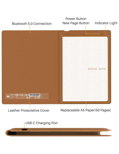 Cuaderno Digital Huion Note A5 con Lápiz Sin Batería