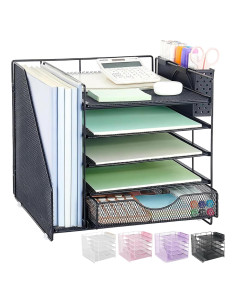 Organizador de Escritorio OUTIOE con Cajón y 5 Bandejas Negro