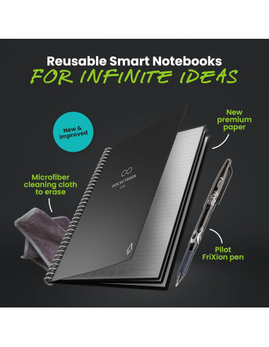 Cuaderno Espiral Reutilizable Rocketbook Core Carta Negro 21.6x27.9cm