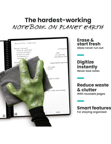 Cuaderno Espiral Reutilizable Rocketbook Core Carta Negro 21.6x27.9cm