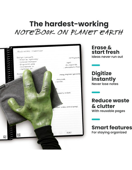 Cuaderno Espiral Reutilizable Rocketbook Core Carta Negro 21.6x27.9cm