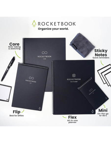 Cuaderno Espiral Reutilizable Rocketbook Core Carta Negro 21.6x27.9cm