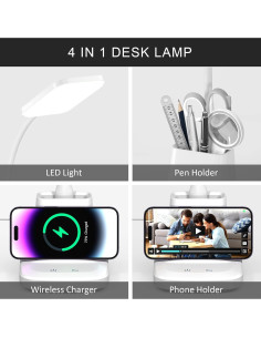 Lámpara de Escritorio LED Vicsoon con Cargador Inalámbrico 800LM 2