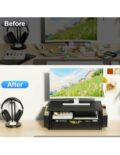 Soporte Elevador para Monitor Spacrea con Cajón Negro 40x25.9cm 2